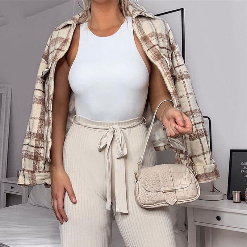 Picture of 2025 Summer New Amazon Women's European and American Tight Sleeveless Top Double Layer Vest Jumpsuit Bodysuit