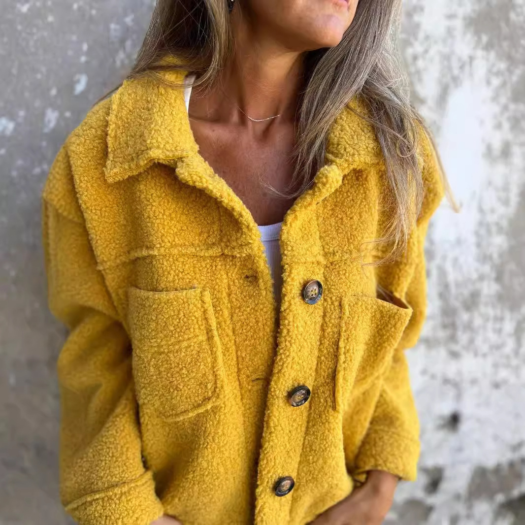 Picture of 2024 Independent Station New Amazon AliExpress-Fall/Winter Lapel Single-breasted Lamb Wool Jacket