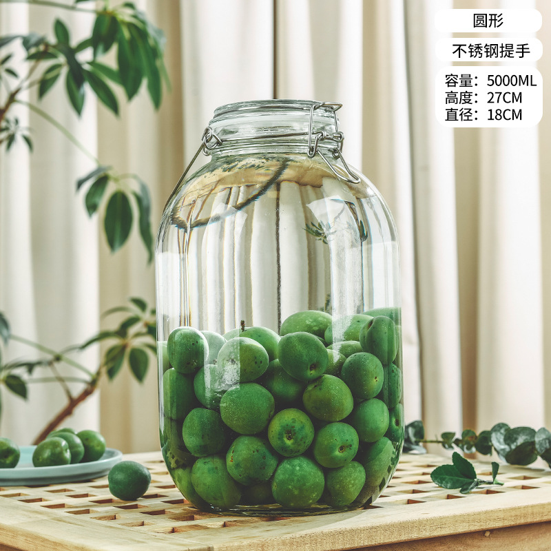 Picture of Wholesale sparkling wine glass bottle green plum bayberry wine bottle with tap brewing bottle household sealed pickled vegetable glass jar
