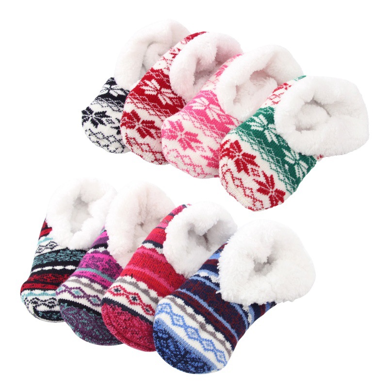 Socks American lambswool floor socks slippers socks early education non-slip shoe cover adult winter fleece-lined home indoor