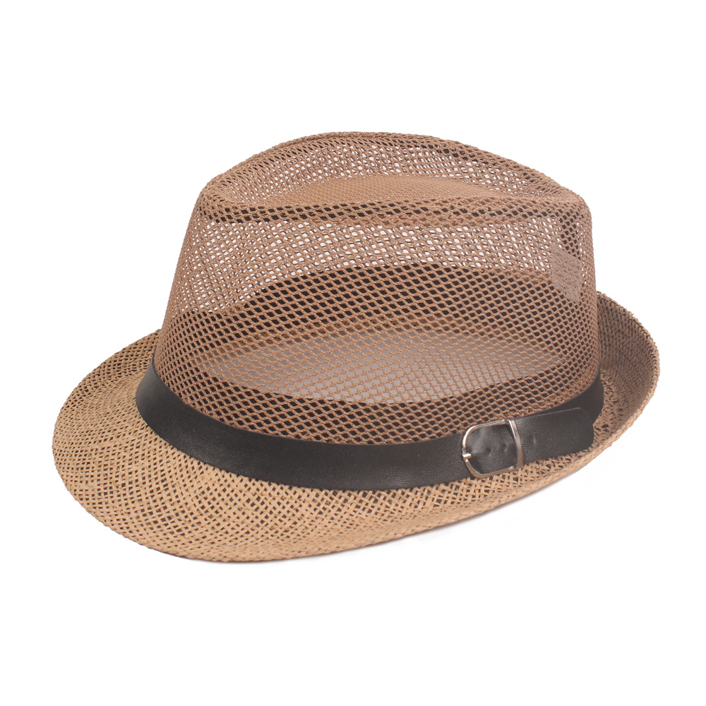 Middle-aged Summer Hat Men's Top Hat Jazz Hat Dad Summer Sun Hat Breathable Grass Cool Hat Old Man Net Hat