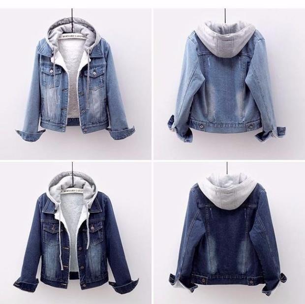 Denim Velvet Outwear for Women Winter 2025 K-Style Thickeneded Cotton Outwear Short Detachable Hooded Lamb Velvet Cotton Outwear for Women