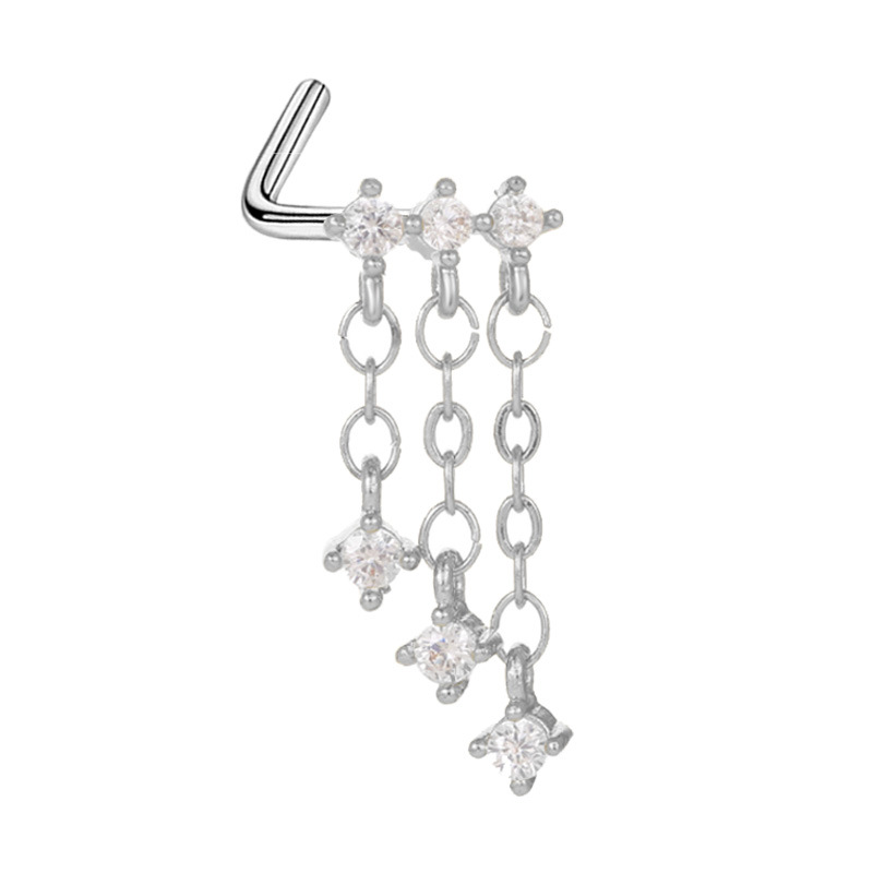 Picture of Gabe Europe and the United States cross-border heart pendant zircon puncture nose nail bee nose ring L rod nose nail puncture factory outlet