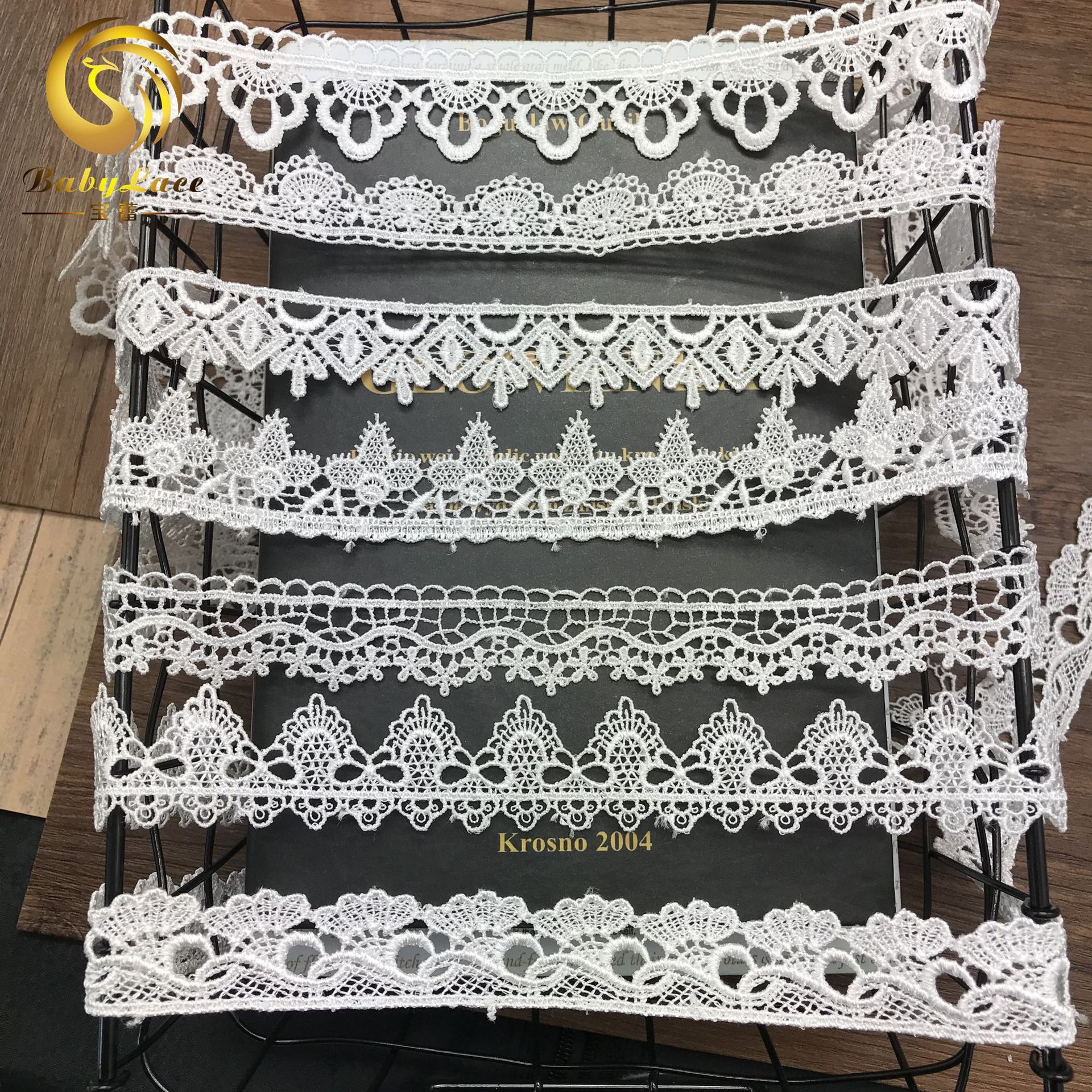 Water soluble hollow embroidery lace polyester light lace sweet clothing children's clothing accessories polyester home curtain accessories lace