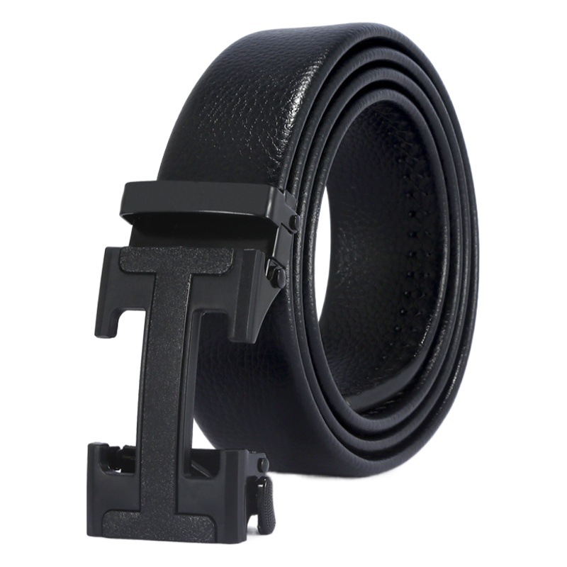 Men's Automatic Buckle Pebbled Hemming Belt I-Shaped Buckle Business Casual Versatile Men's Trousers Belt Manufacturer Wholesale