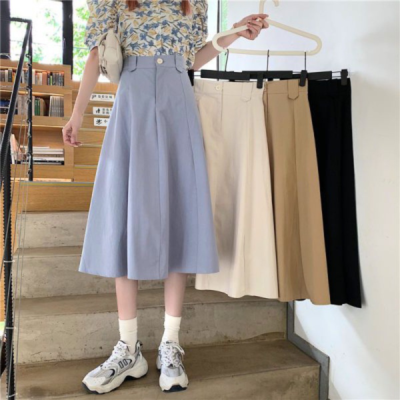 Mid-Length Skirt for Women, A-Line High Waist, Slimming Look, 2025 Summer New Design, Niche Elastic Waist Umbrella Skirt
