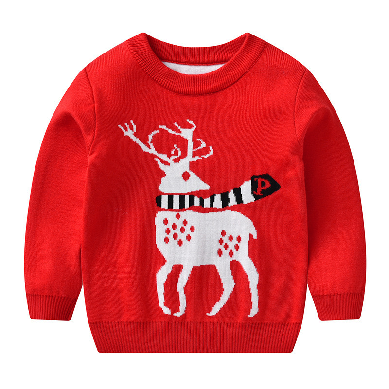 Picture of Factory wholesale boys' cartoon bottoming pullover girls' round neck Christmas sweater children's Korean-style European and American children's clothing
