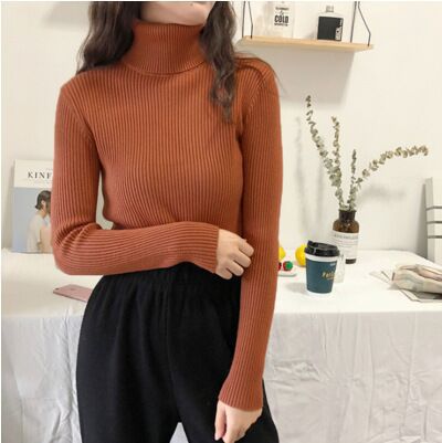 Picture of Autumn Clothing K-Style 2023 New Versatile Pure Color Slim Fit Pullover High Collar Warm Long-Sleeved Knitted Sweater for Women