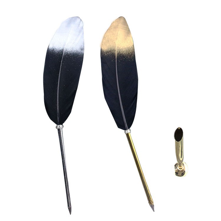 Picture of New European retro silver feather pen creative ballpoint pen wedding signature advertising pen student stationery simple package