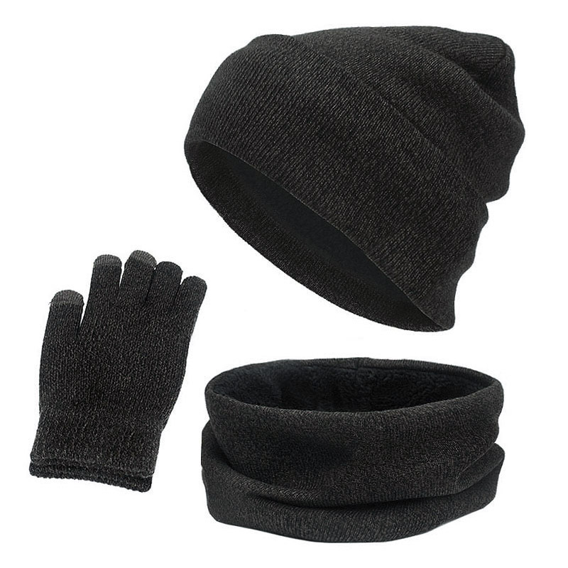 Picture of Foreign Trade Cross-Border Velvet Three-Piece Set Aliexpress Amazon Ebay Warm Suit Winter Hat Scarf Touch Screen Gloves