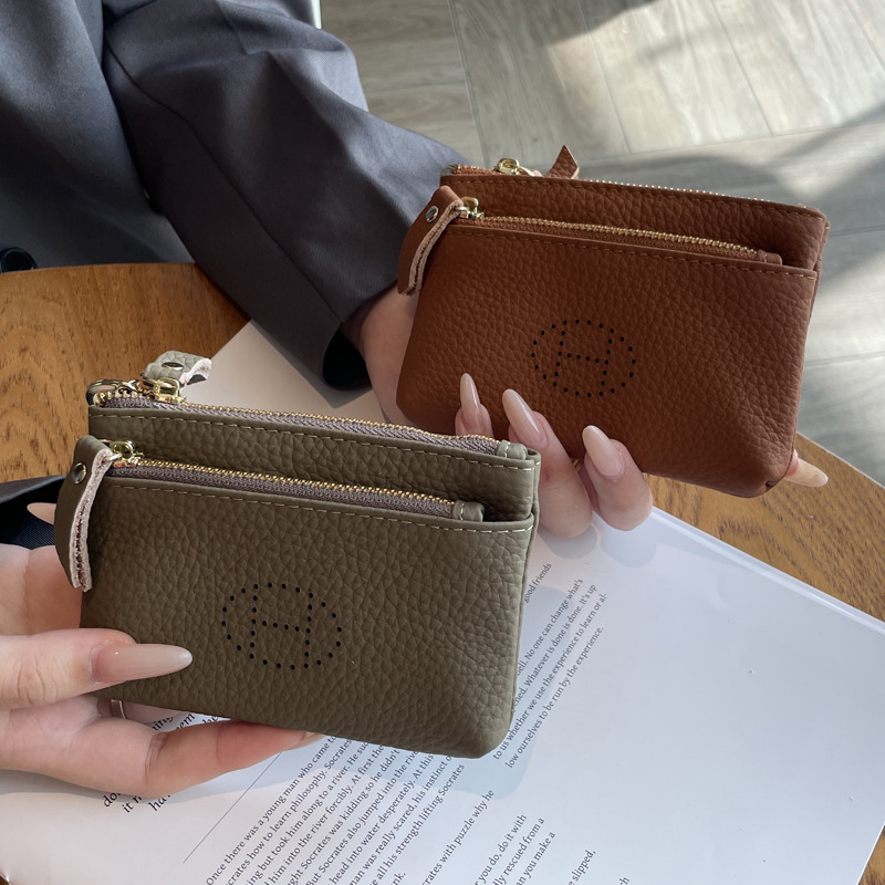 Picture of Genuine Leather Coin Purse Women's Small Wallet 2025 New Exquisite High-end Mini Small Storage Zipper Cowhide Coin Bag