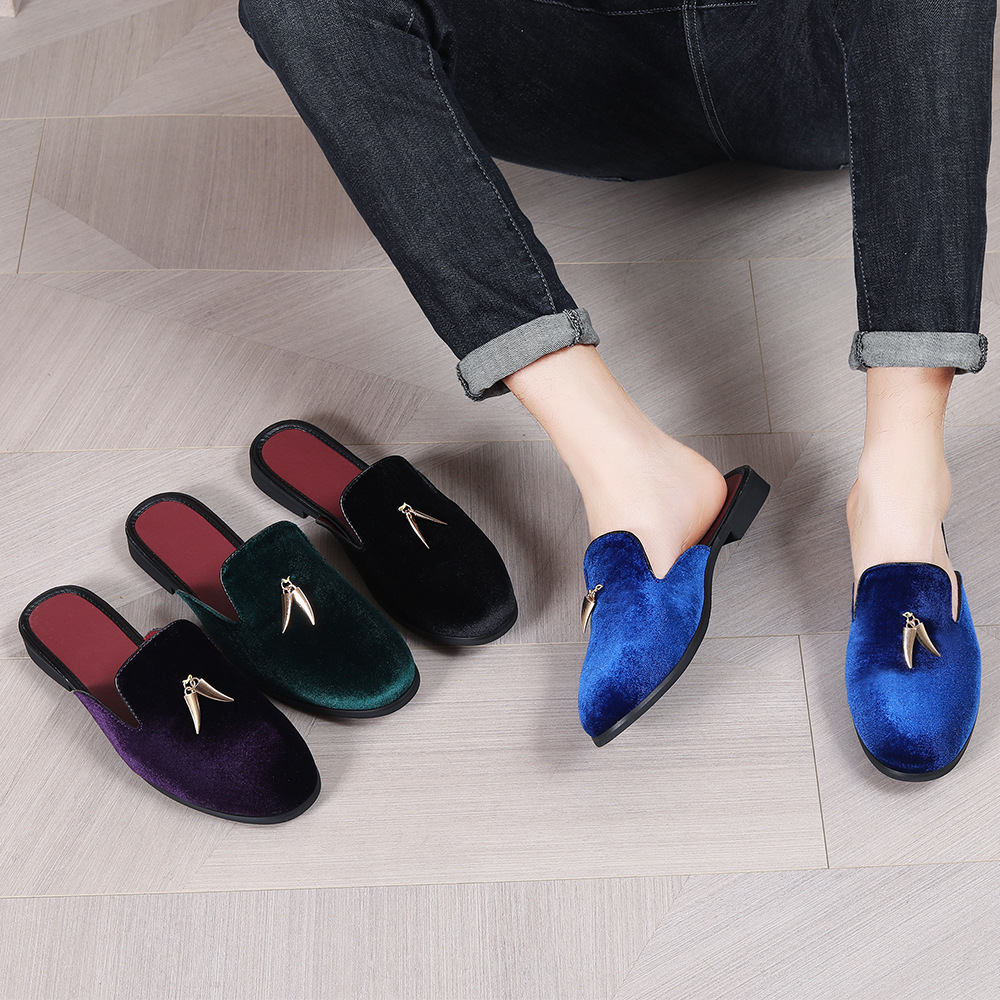 Cross-border temu European and American men's casual shoes men's outerwear slippers non-slip non-smelly feet half-support sandals loafers
