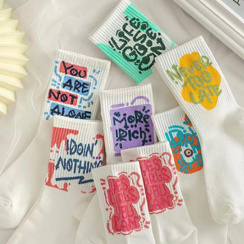 Picture of Socks Women's Stockings Ins Trendy High Color Value Fried Street Autumn All-match Student Sports High Color Value White Long Socks