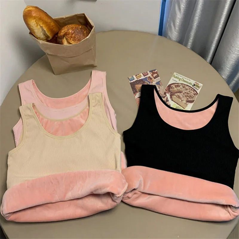 Picture of Women's Warm Vest fleece-lined Thickened Base Shirt Women's Inner Wear Autumn and Winter Soft Vest Tight Body Beauty Base Top