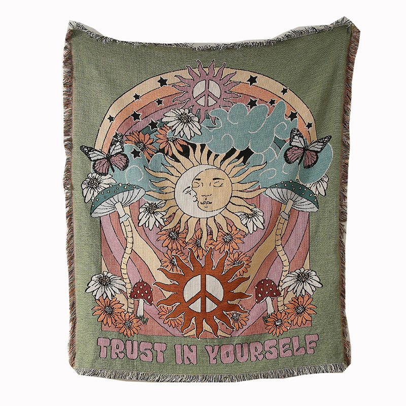 Picture of ins style illustration line blanket camping blanket leisure blanket nap blanket blanket American sofa blanket picnic blanket bed blanket