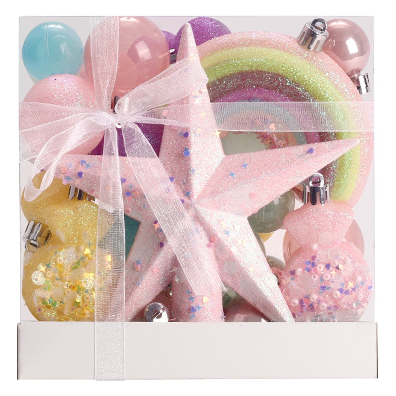 Cross-border New Christmas Decorations 40 Macarons Color Painted Christmas Balls suit Christmas Tree Pendant