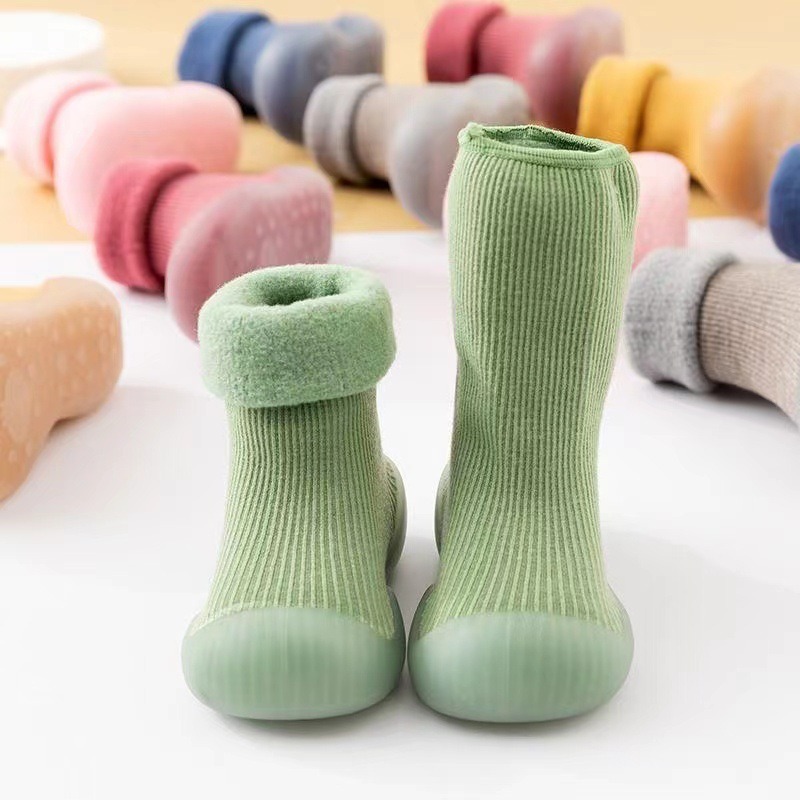 Baby Toddler Shoes Autumn and Winter Velvet Thickened Soft Sole Non-slip Baby Men's and Women's Shoes Cotton Floor Socks Warm