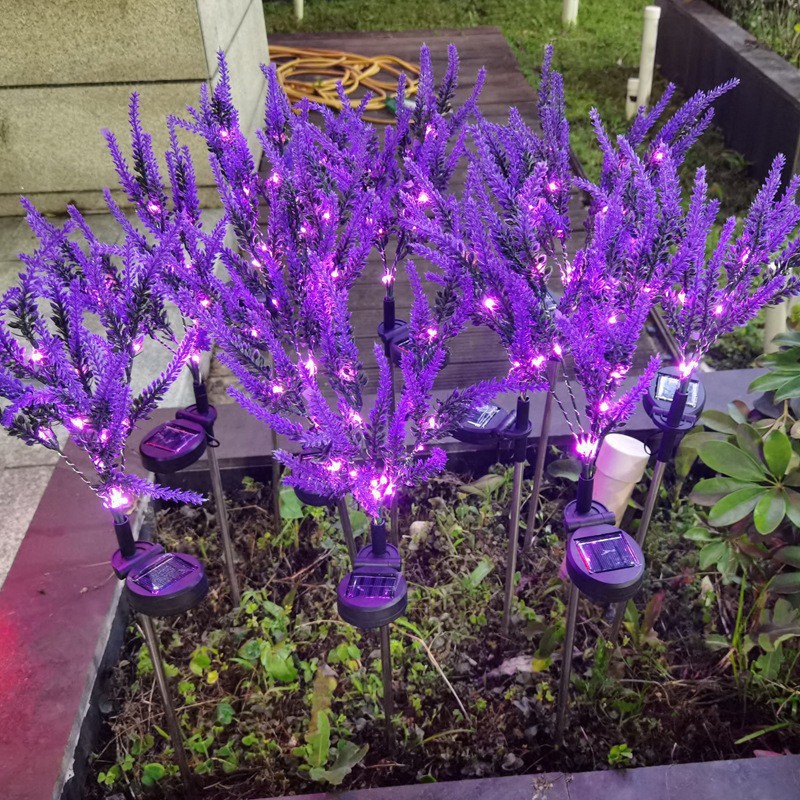 Solar Lavender Flower Lamp Outdoor Courtyard Park Lawn Garden Decorative Lamp Landscape Ground Lamp Artificial Flower Lamp