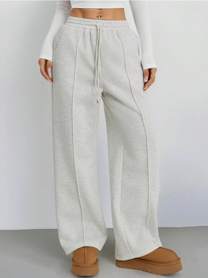 Picture of Cross-Border Foreign Trade Amazon Temu Spring and Autumn European and American Style Solid Color Casual Straight Pocket Drawstring Elastic Waist Sweatpants