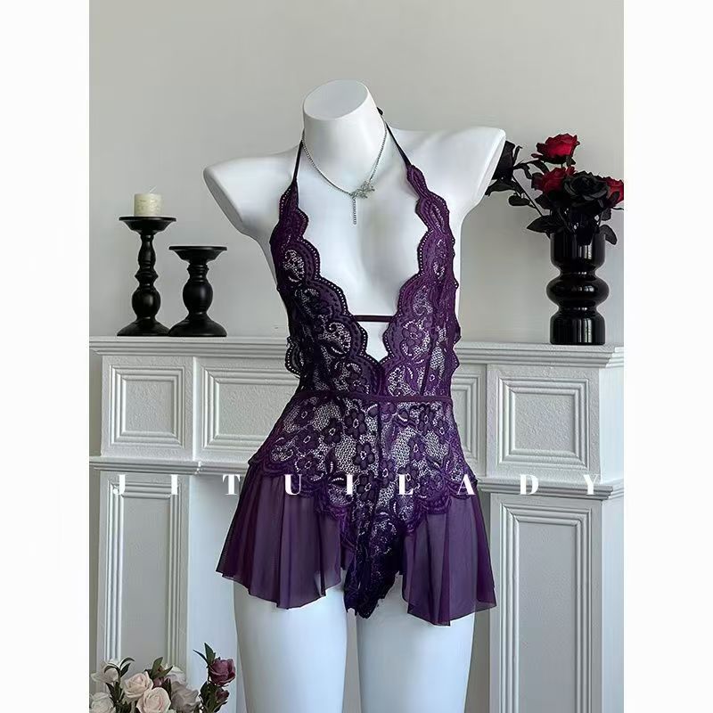 Picture of 2023 New Sexy Lingerie Women's Large Size Transparent Lace Sexy Temptation Jumpsuit Passionate Open Crotch Free of Take Off