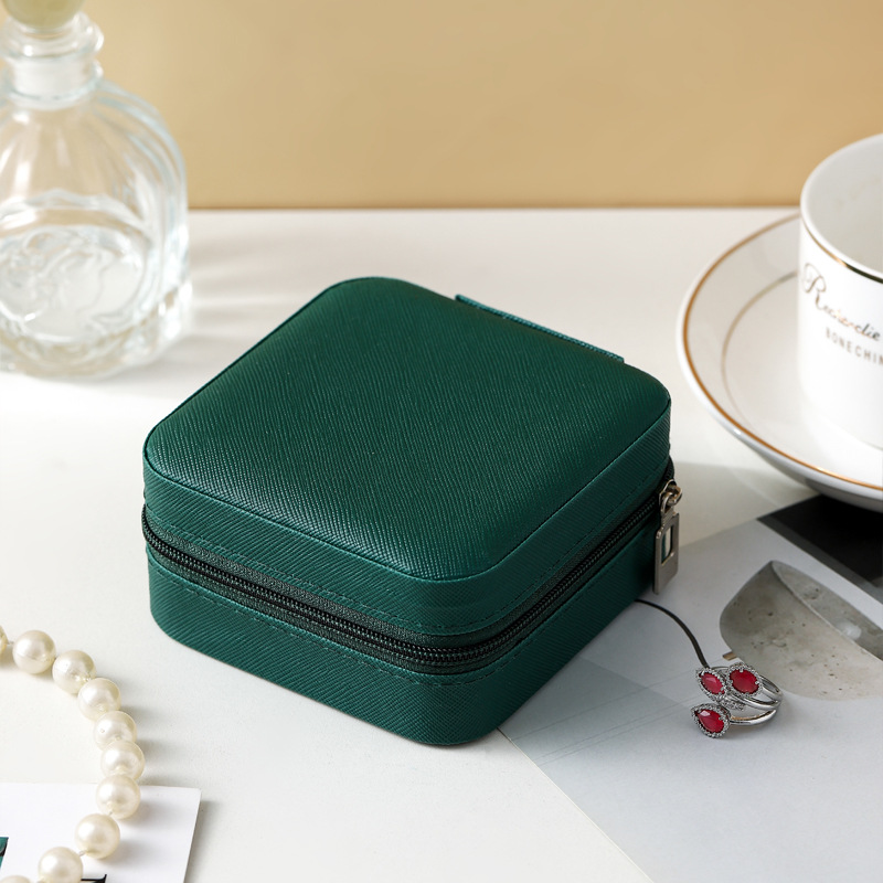 Picture of Leather Small Size Jewelry Storage Box Travel Portable Gift Box with Lock Jewelry Box High-End Jewelry Box