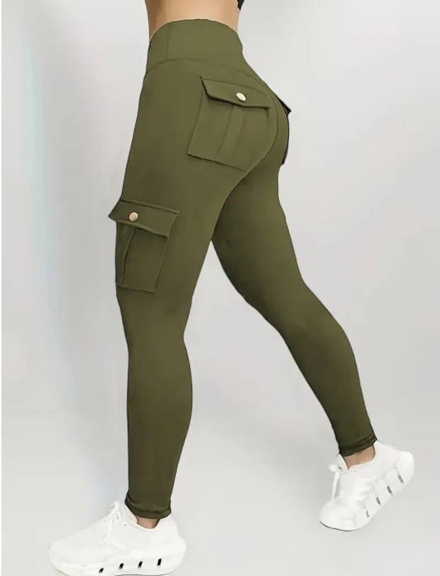 Picture of Pocket Fitness Pants Women's Stretch Tight Sexy Sports Pants High Waist Quick-drying Running Bodybuilding Pants Crowning Pants