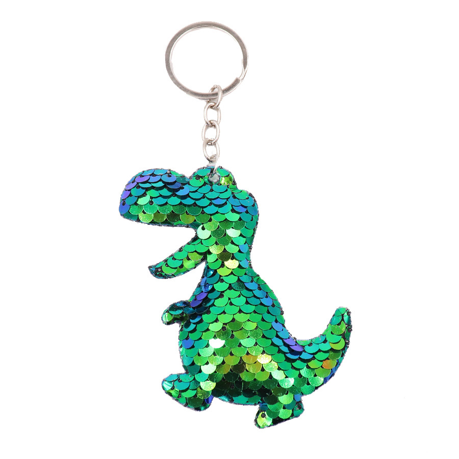 Sequin dinosaur bag keychain reflective double-sided dinosaur sequin keychain women's bag pendant Accessories Wholesale