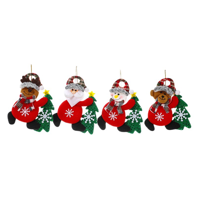 Cross-border New Christmas Fabric Small Pendant Christmas Tree Pendant Decorations Flannelette Tree Doll Hanging Ornaments