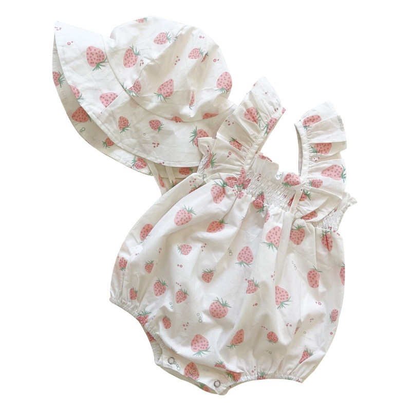 Ins2025 Baby Girl Summer Baby Jumpsuit Small Fresh Sling Bag Fart Clothing Outing Triangle Crawl Suit