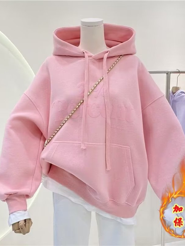 Picture of Girls' Sweats Autumn and Winter 2024 New Children's fleece-lined Hooded Big Children's Girls' Children's Wear Spring Jacket Loose Outer Wear