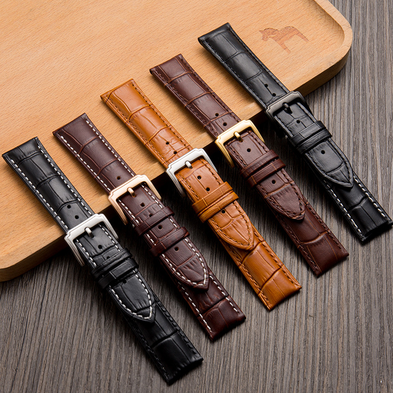 Picture of Top layer leather strap spot wholesale high quality calfskin pin buckle watch strap accessories unisex