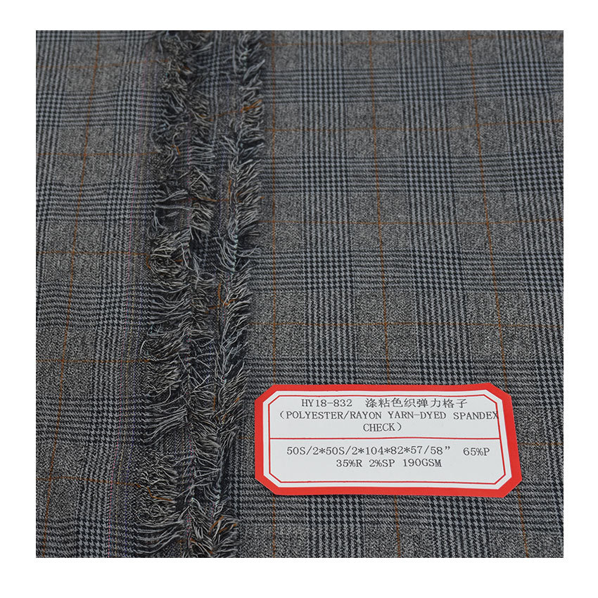 Picture of T/R dyed twill checker Polyester Viscose Yarn-dyed Plaid Fashion Cloth 65% P 35% R 190GSM