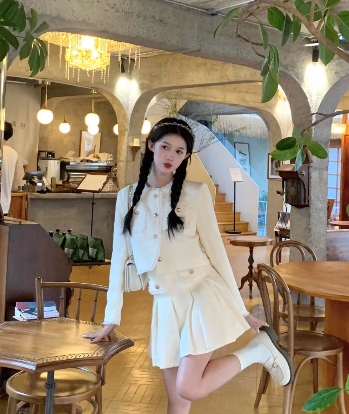 French Style Chanel Style Coat Skirt suit Autumn and Winter Rich Family Daughter Elegant Celebrity Ladies Short Top Two-Piece Set for Women