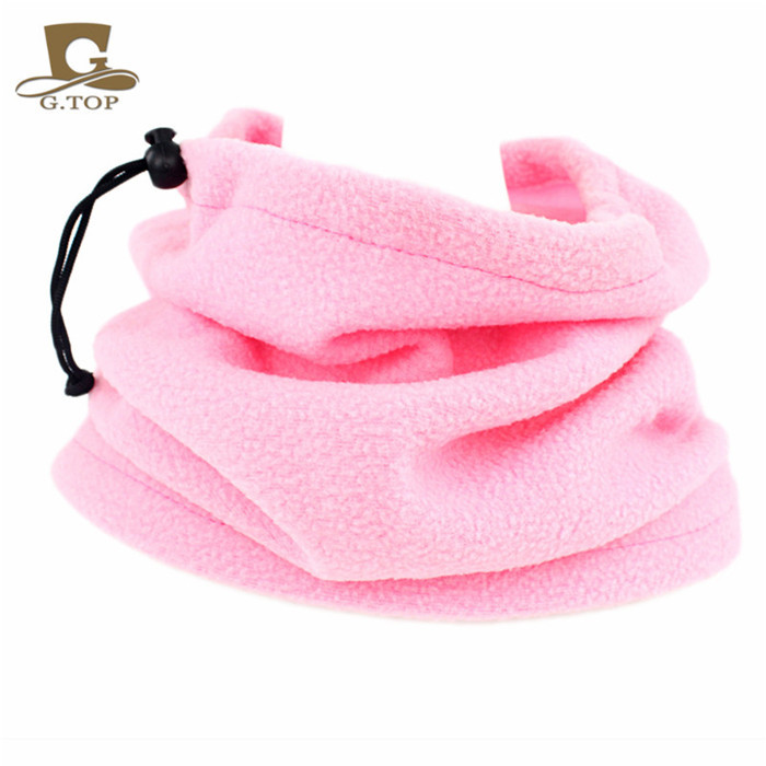 Picture of Winter men's and women's outdoor sports fleece scarf riding mask multi-functional drawstring polar fleece collar pullover cap