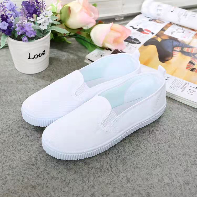 Picture of Spring New Children's Canvas Shoes White Shoes Unisex Indoor Dance Shoes Slip-on Comfortable Non-slip Soft Sole