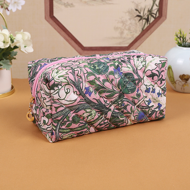 Picture of Cross-border Small Floral Quilted Cosmetic Bag Travel Skin Care Zipper Bag Large Capacity Portable Storage Bag Soft Bag