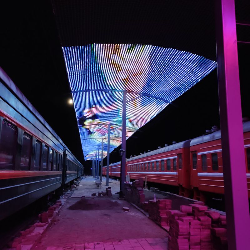Picture of Indoor and Outdoor Waterproof Full-Color Led Mesh Screen Smart High-Definition T20Led Transparent Soft High-Definition Display Mesh Screen