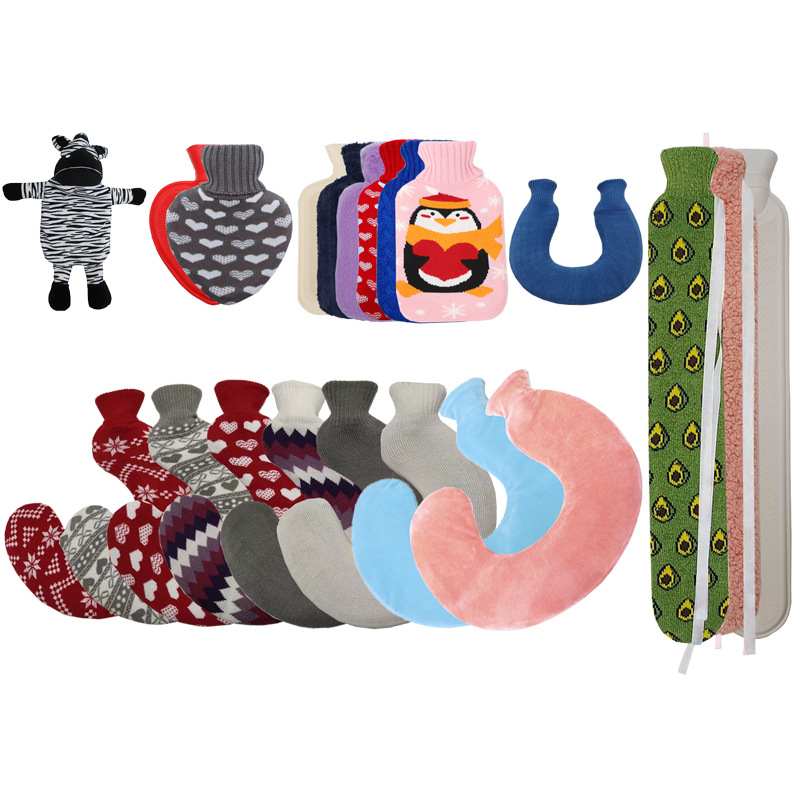 Picture of Wholesale British neck protection filling water bag warm cervical rubber U-shaped warm water bag removable cloth cover hot water bag spot