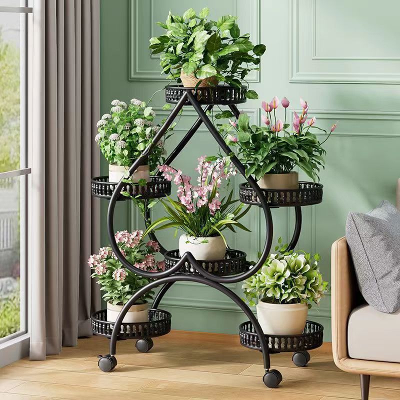 Heart-shaped flower rack living room floor-standing shelf balcony multi-layer wrought pothos plant placement flower pot flower stand new style
