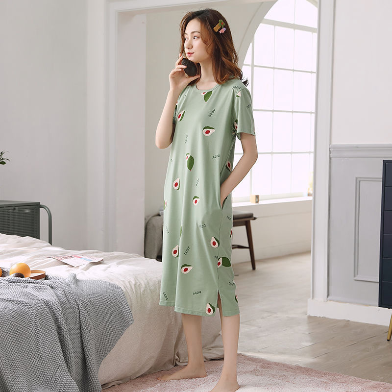 Picture of Pajamas for Women, Summer Korean Style, Women's Summer Nightgown, Short-Sleeved Women's Summer Home Wear Set, Student Plus Size Milk Silk