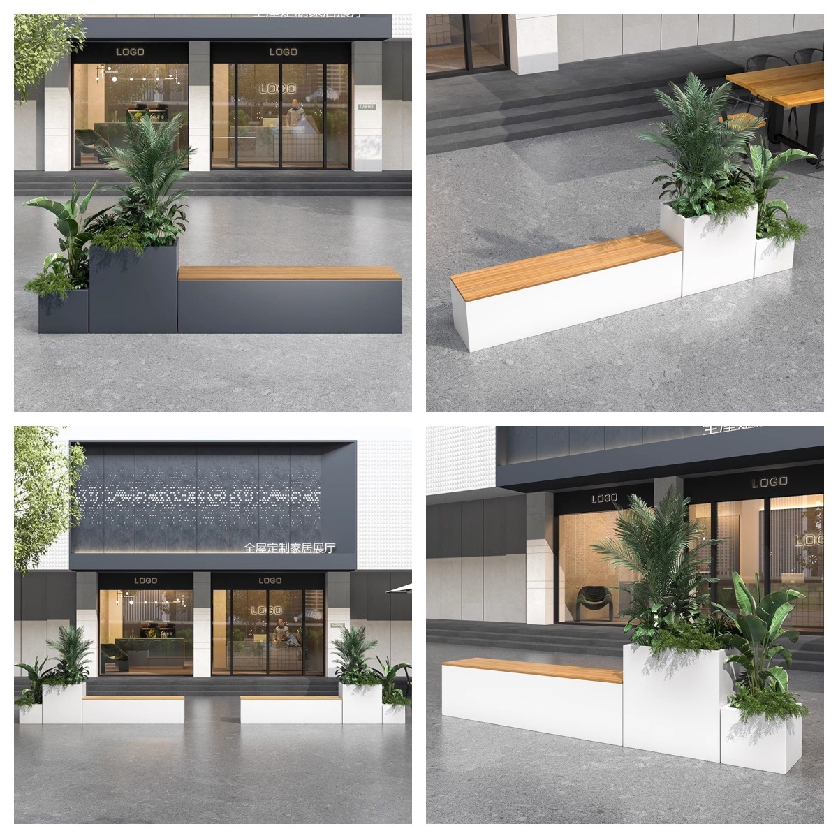 Outdoor wrought iron stainless steel flower box stools, combined planting box seats, municipal courtyards, roads, outdoor use