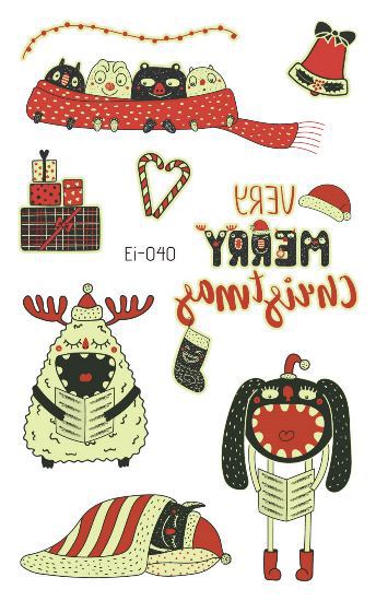 Picture of Cross-border Supply Waterproof Luminous Christmas tattoo Sticker Cartoon Snowman Party Children tattoo Sticker