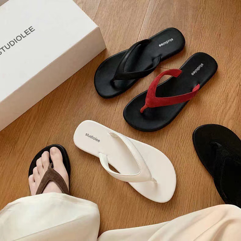 Grape Mom Studiolee Minimalist Flip-Flops for Beach Vacation, Fashionable Color-Blocking Versatile Women's Summer Outdoor Sandals