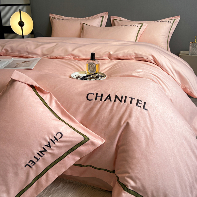 Picture of Light luxury embroidery thickened brushed bedding four-piece quilt cover quilt cover bed sheet three-piece fitted sheet factory wholesale