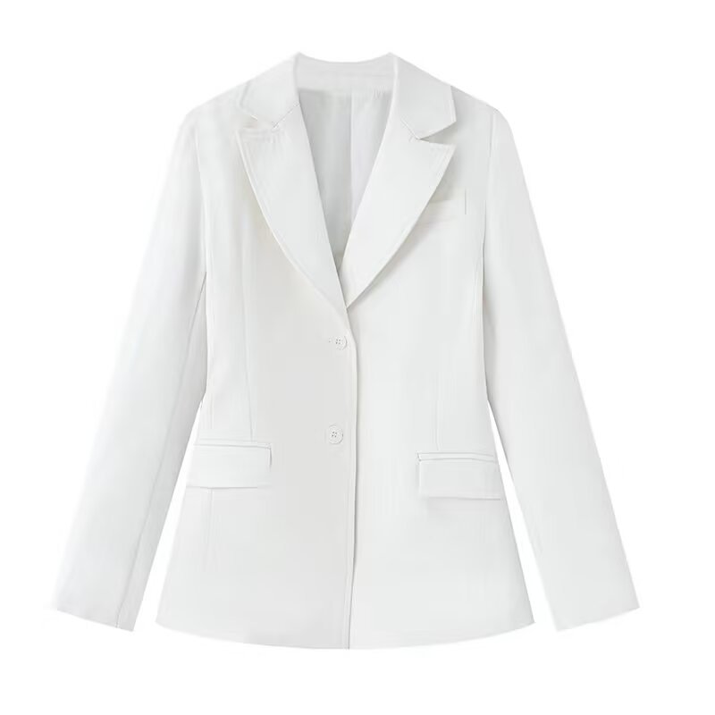Picture of Zr Cross-Border 2025 Spring New Amazon European and American Fashion Casual Pure Color Single-Breasted Waist Suit Jacket