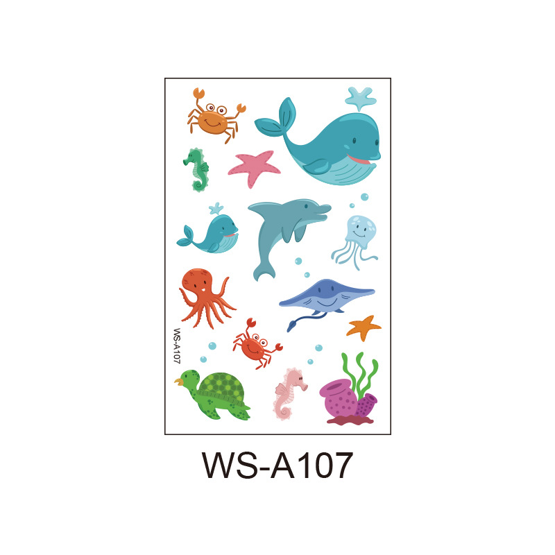 Picture of Spot Wholesale Children's Cartoon Original Tattoo Stickers Marine Animal Summer Tattoo Stickers Dolphin Shark Little Whale