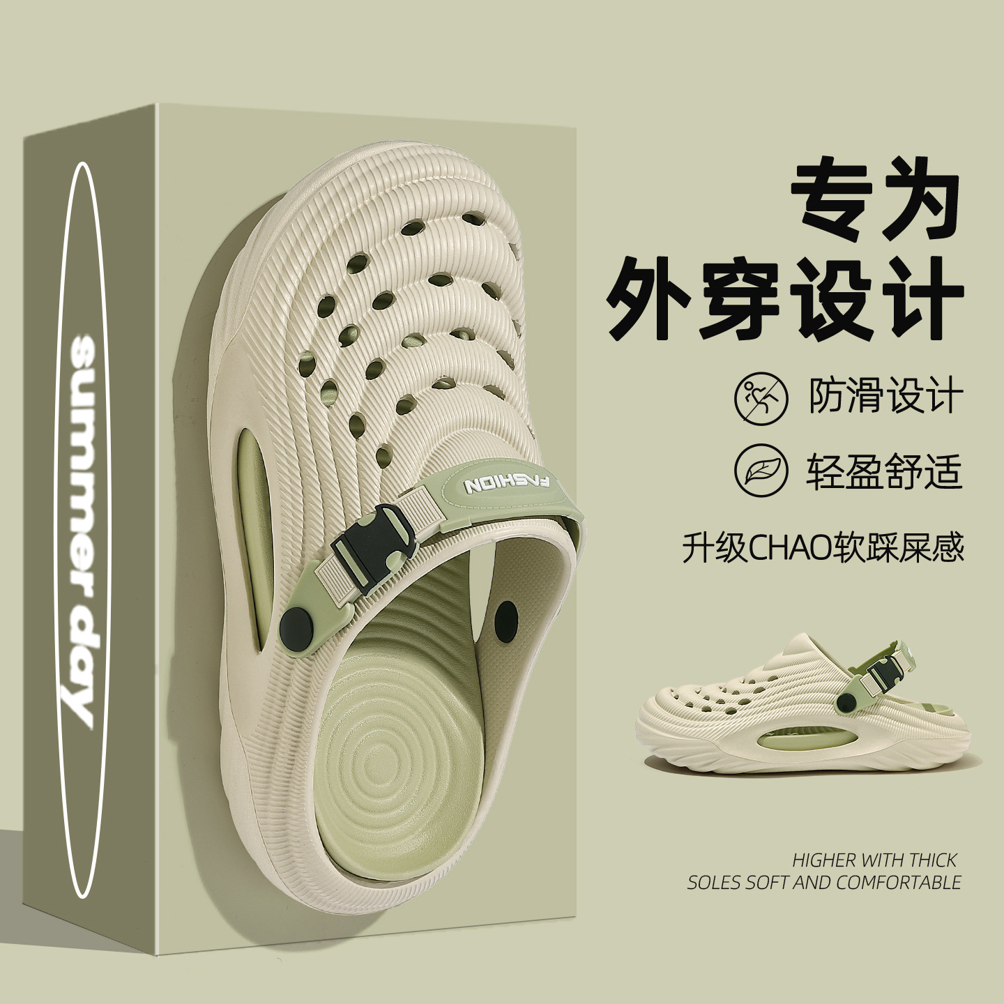 Slippers for Men, Home Outdoor Beach Shoes, Summer Toe-Toe Sandals, Breathable Non-Slip Driving Clogs, Men's Wholesale
