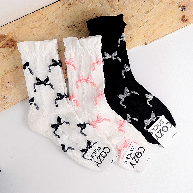South Korea socks east gate cozy ladies new bow personality ruffled sweet college wholesale cross-border