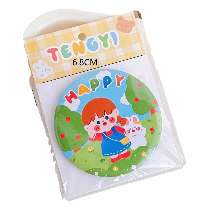 Small Mirror Cartoon Cute Portable Makeup Mirror Small Round Mirror Cartoon Pattern Round Handheld Mirror Makeup Mirror
