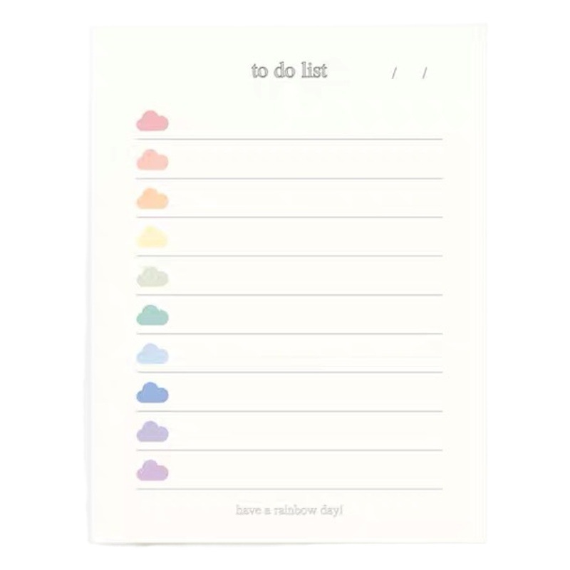 Korean-Style Colorful Cloud to Do List Non-Sticky Note Pad Student Sticky Notes Creative Planner